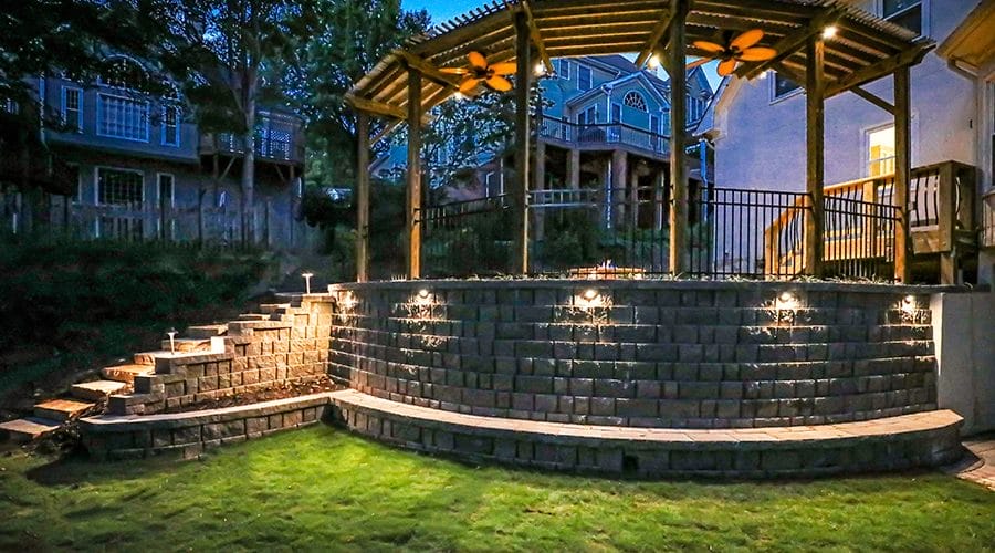 Brick Retaining Wall with Lighting Design